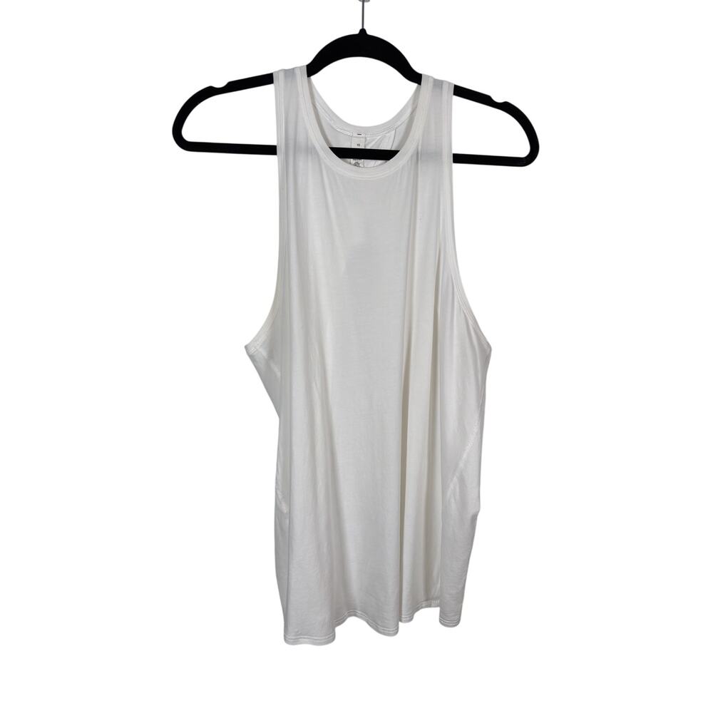 Lululemon All Tied Up Tank Top Womens 10 White High Neck Tie Back Pima Cotton